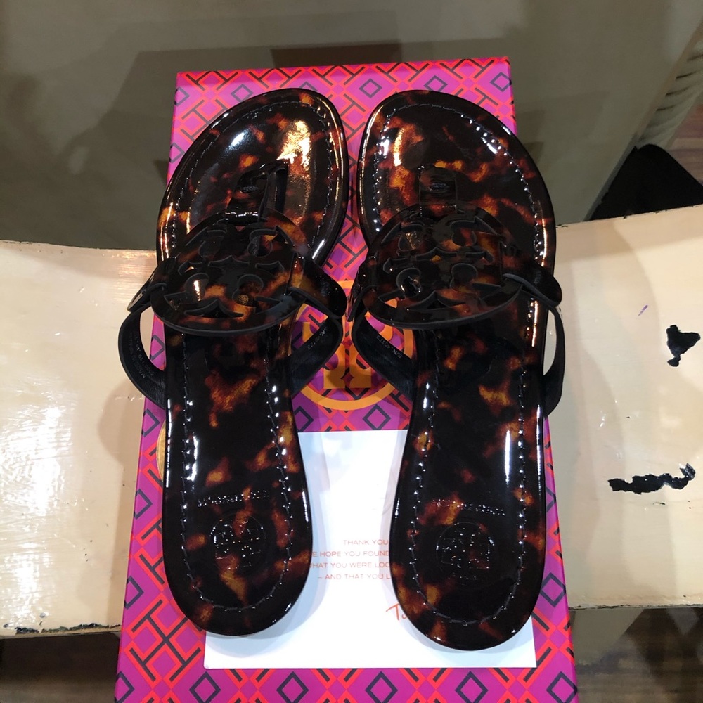 Tory Burch Miller Tortoise patent leather sandal